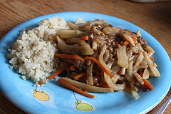 Der fertige Winter Wok mit Reis